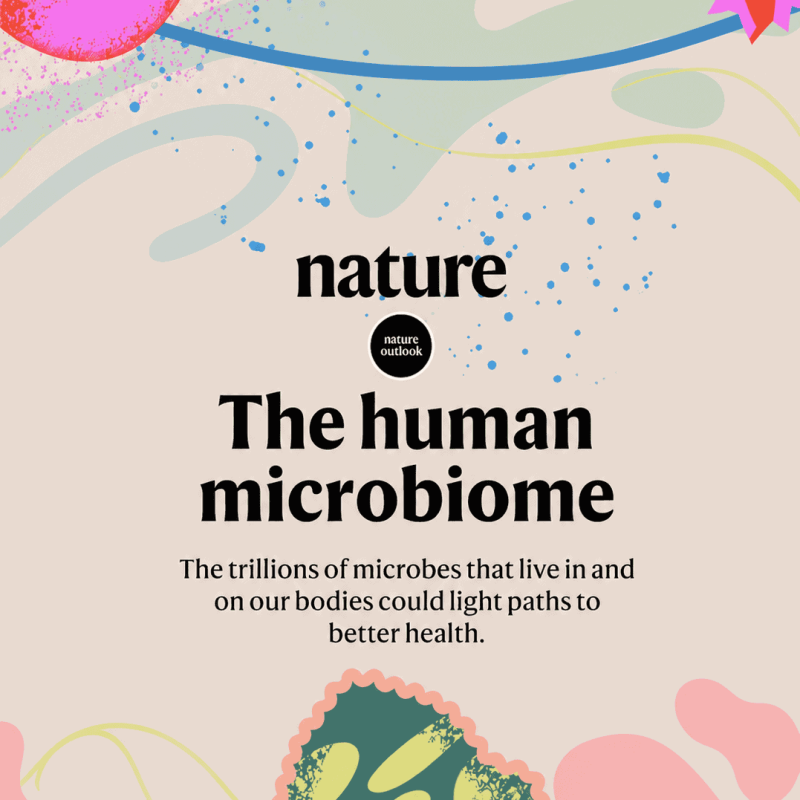 Illustration zum menschlichen Mikrobiom und der Vielfalt der Mikroorganismen im Körper